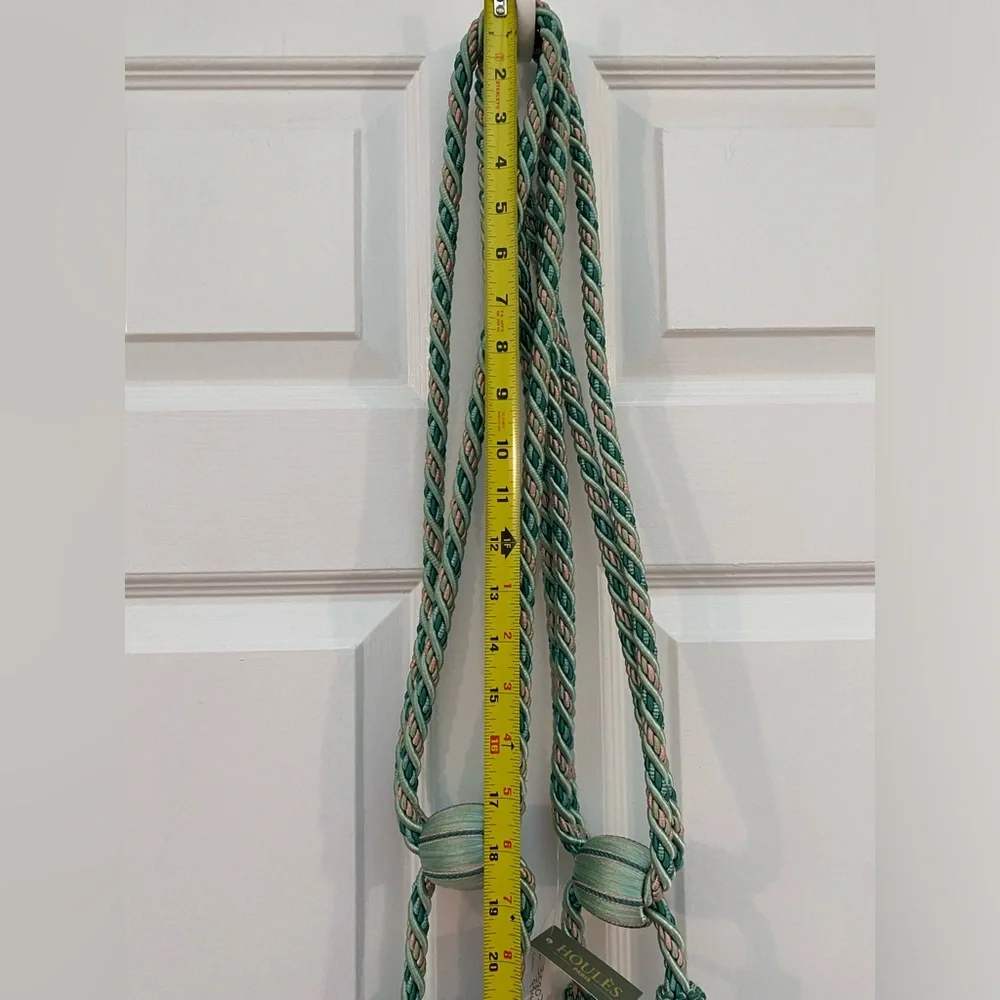 Houles Paris Gorgeous & Elegant Green & Pink Tassel Curtain Tiebacks NWT